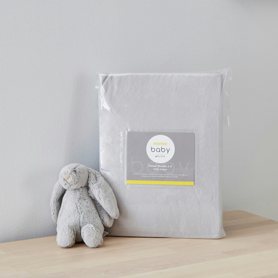 image 1 of Martex Baby Fitted Sheet Twin Pack - Travel Cot White | One Size