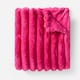 image 2 of OHS Soft Jumbo Faux Fur Ribbed Throw Blanket Pink | Hot Pink