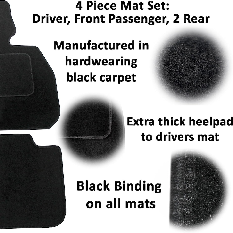 image 1 of Actiasmat Custom Fit Black Replacement Car Floor Mats for Ford Focus Mk3 2011-2018 Face Lift | 4 Piece Set (Carpet)