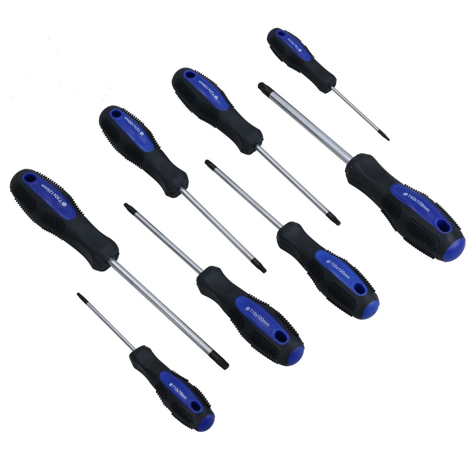 image 1 of 15pc Screwdriver Flat Headed + Phillips + Tamperproof Torx Cushioned Grip Set