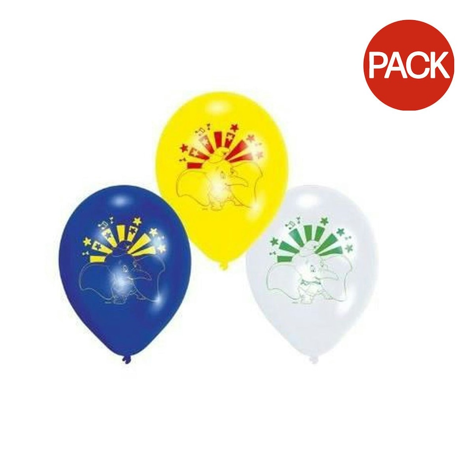 Dumbo Latex Balloons (Pack of 6) - Yellow/Blue/White - One Size