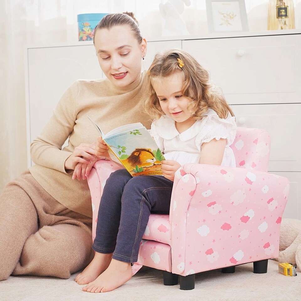 image 1 of HOMCOM Kids Armchair Toddler Sofa Seat Set with Footrest Padding Couch Blue 