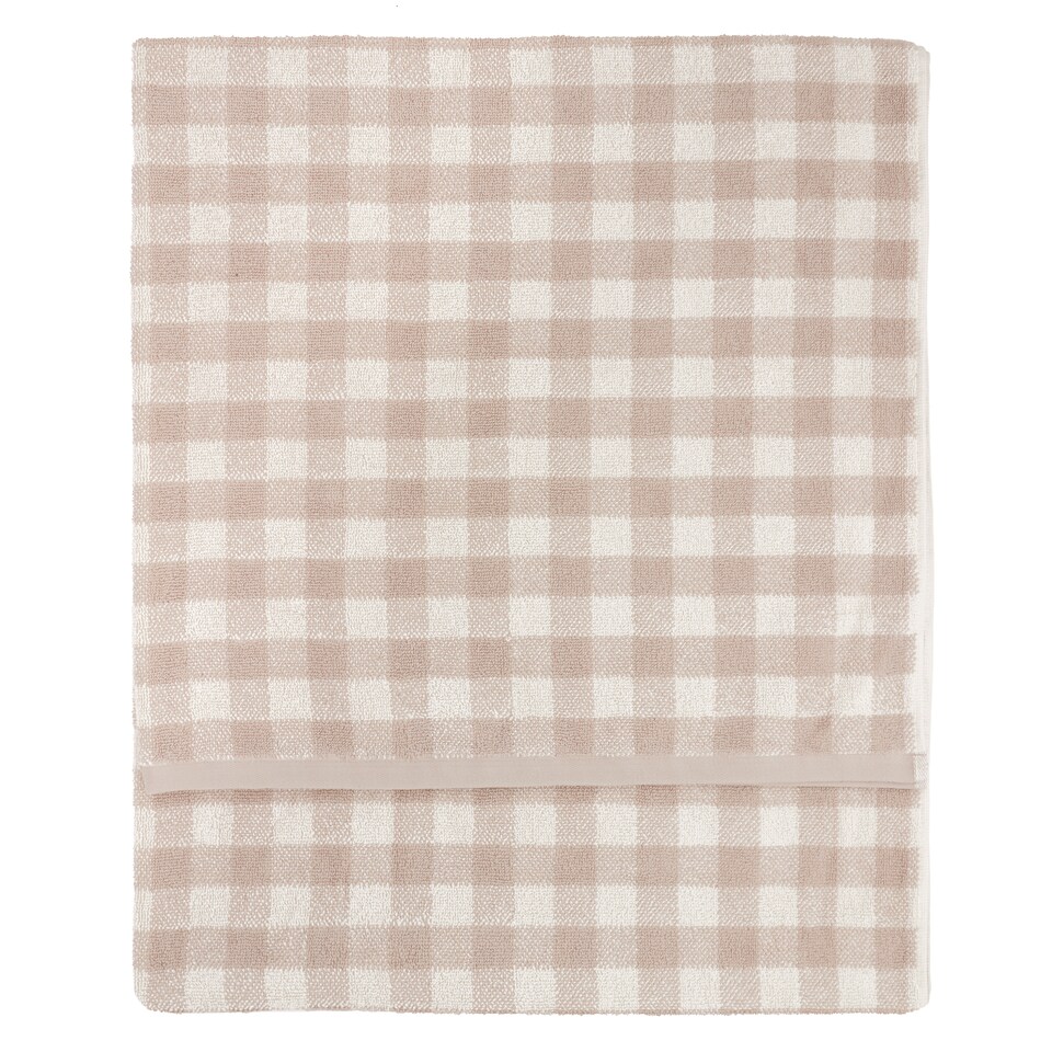 image 1 of Yard Barton Gingham 100% Cotton Check Bath Towel, Natural