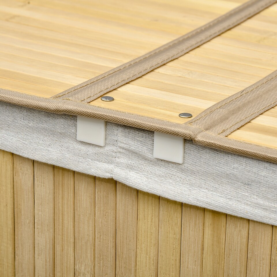 image 1 of HOMCOM Bamboo Laundry Basket with Lid, 100 Litres Laundry Hamper with 2 Sections, Removable Washable Lining, Washing Baskets, 62.5 x 37 x 60.5cm, Natural