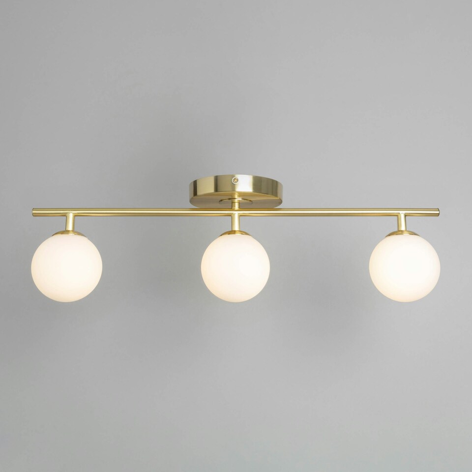image 1 of BHS Nancy Bathroom Ceiling Spotlight Bar, Satin Brass Yellow | Brass