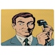 image 1 of Male businessman talking on the phone style pop art retro (Rug) Yellow | XL