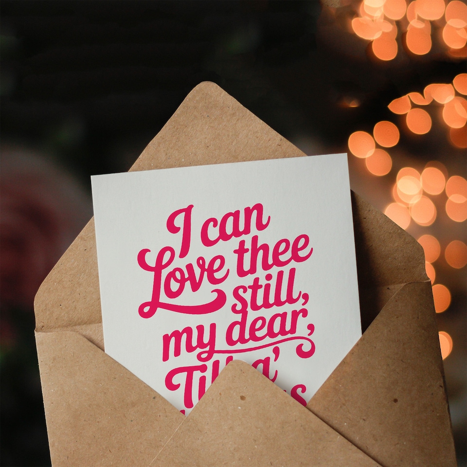 image 1 of Love Thee Still Red Rose Robert Burns Poem Quote Valentine's Day Card