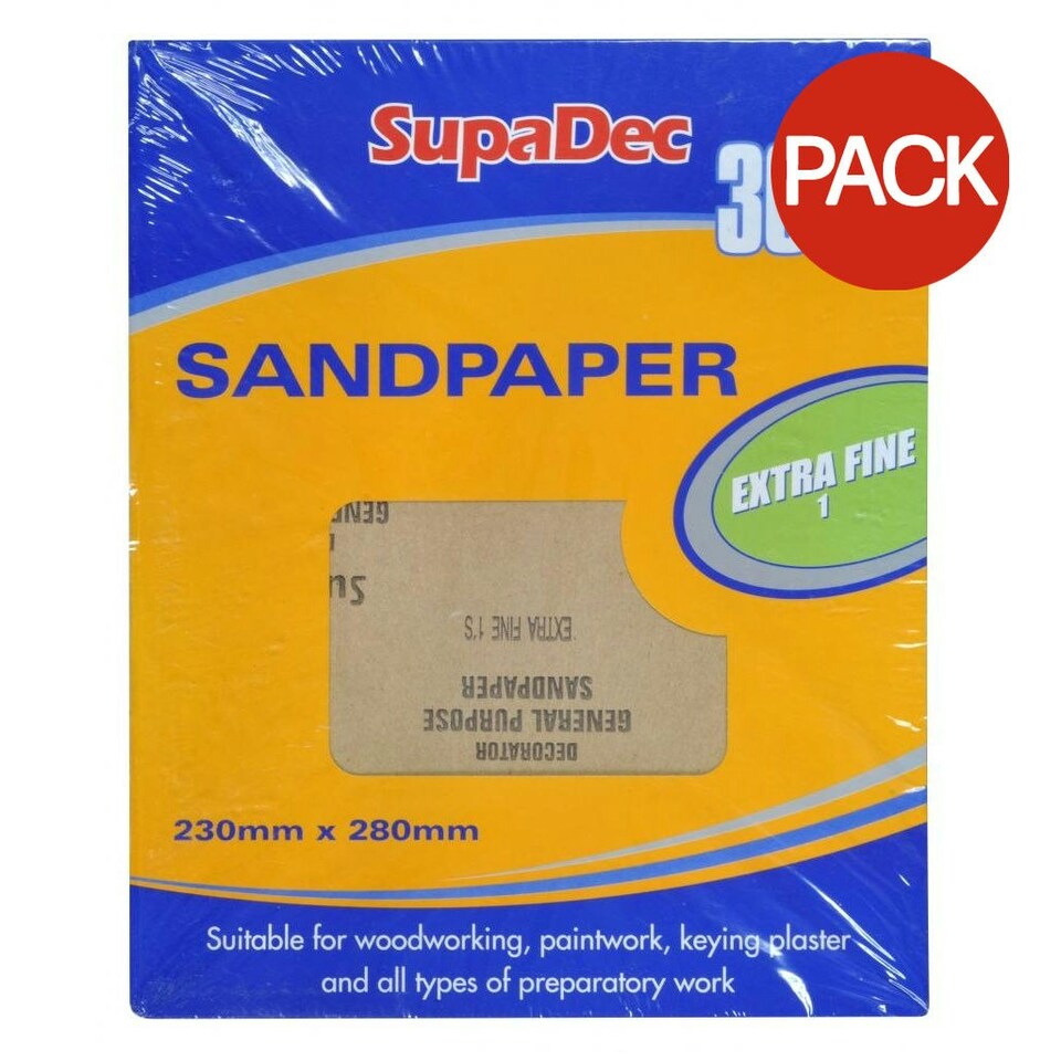 SupaDec General Purpose Sandpaper - Extra Fine (Pack Of 30) - Beige - One Size
