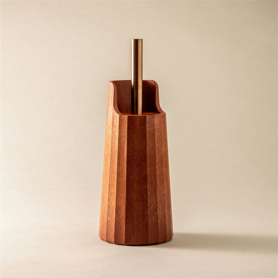 image 1 of Cosmic Free Standing Toilet Brush Holder with Durable Plastic for Bathroom, Red