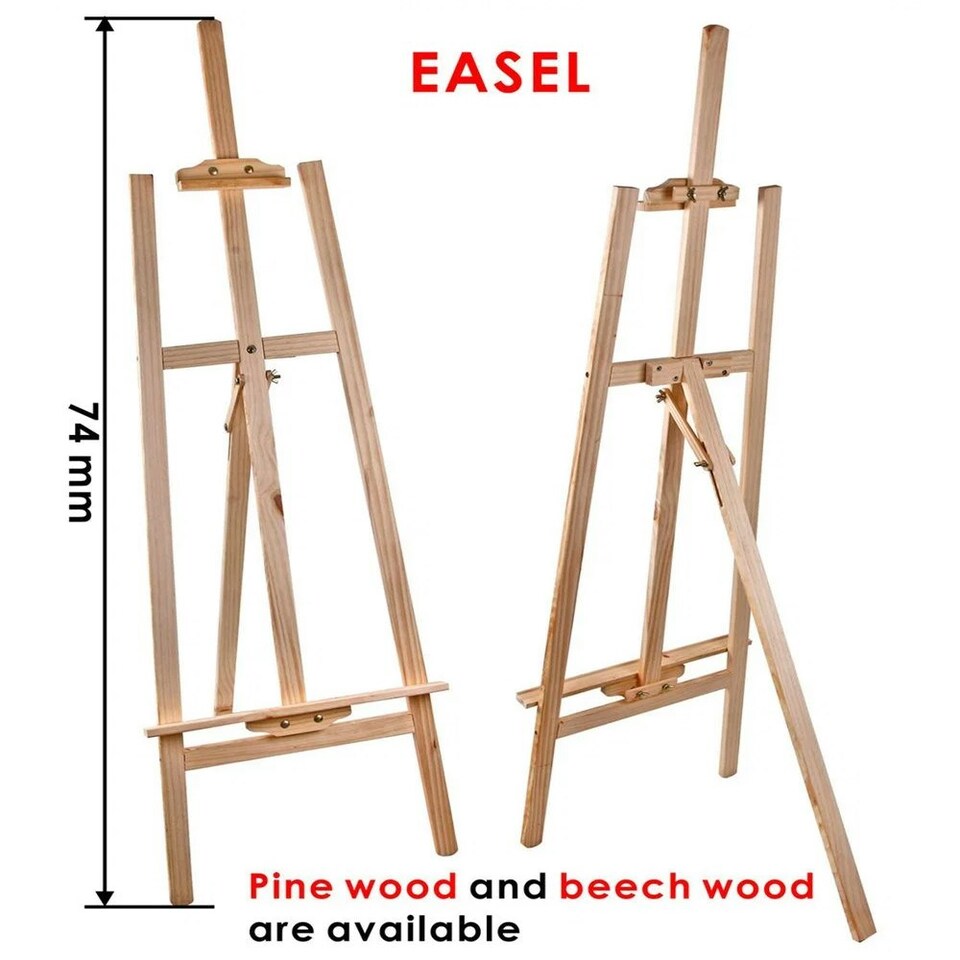 image 1 of Beech Wood Antique Adjustable Painting Stand Display Tripod Easel 51 x 71 x 142cm