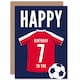 image 1 of Football Strip Kit White Red Top On Age 7 Year Old Child Kids 7th Birthday Card