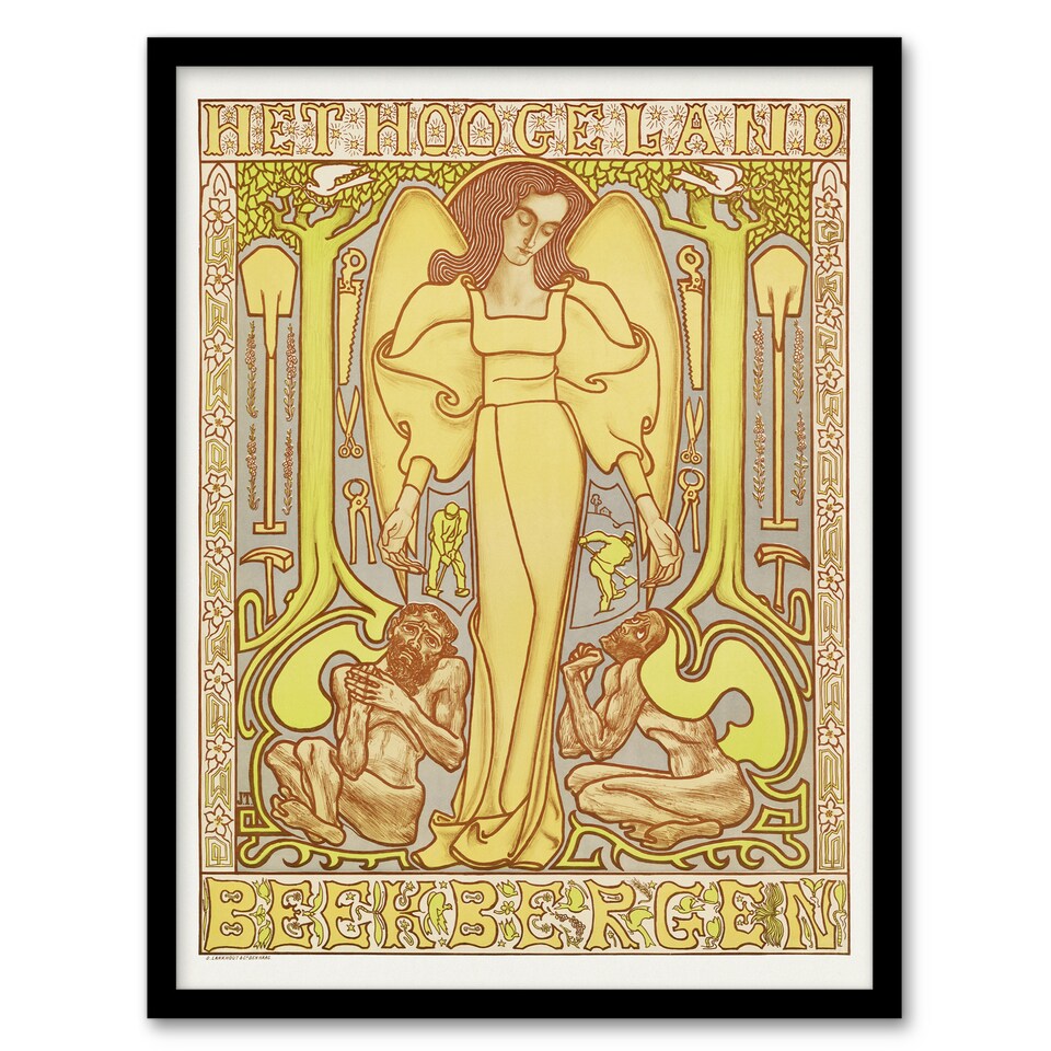 image 1 of Hoogeland Beekbergen Institution Vintage Framed Wall Art Print Toorop 12x16"