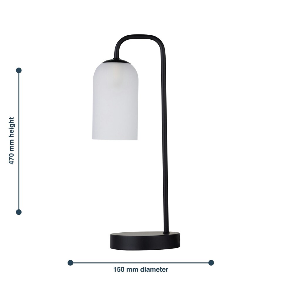 image 1 of Set of 2 Victoria - Black Touch Lamps with Frosted Glass Shades Black | White