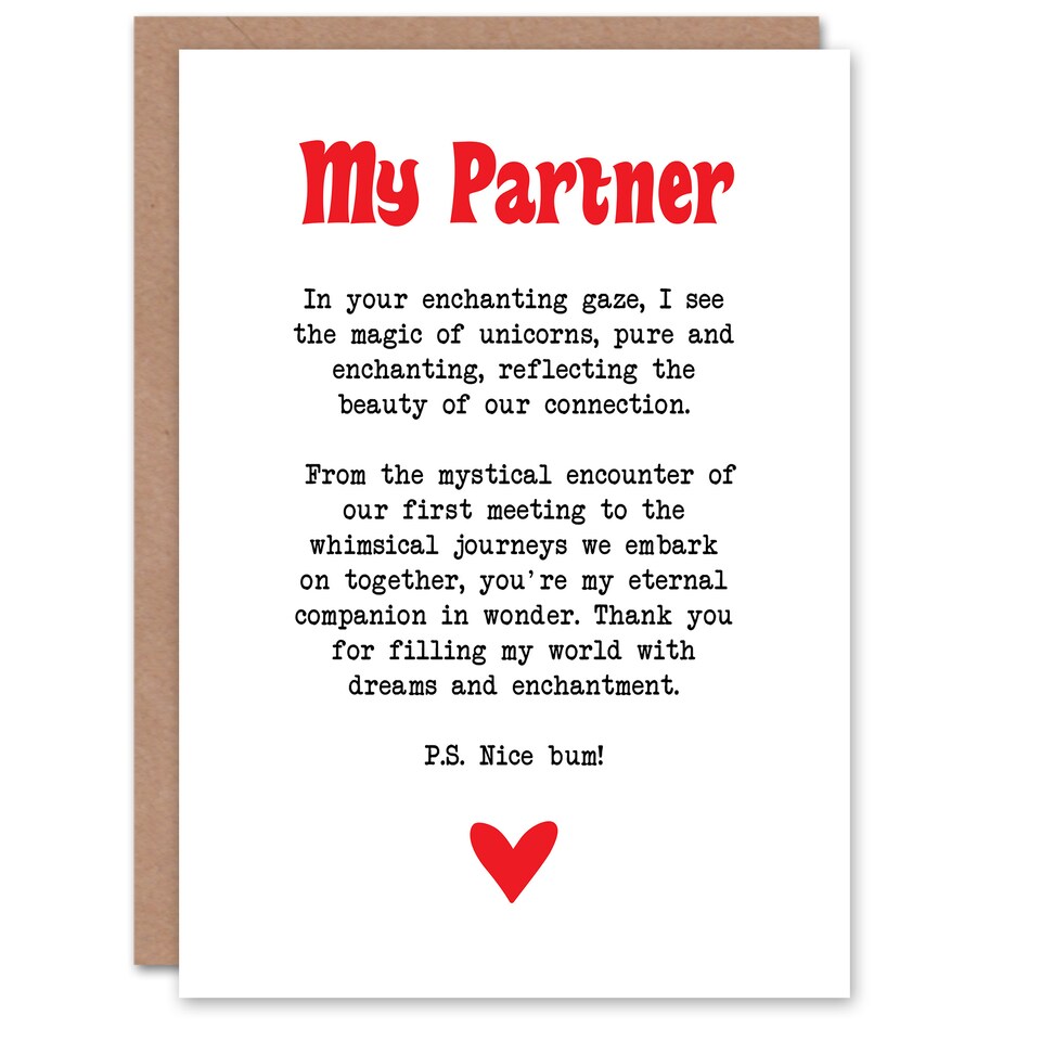 image 1 of Greeting Card Love Poem Unicorn Magic Partner Romantic Anniversary