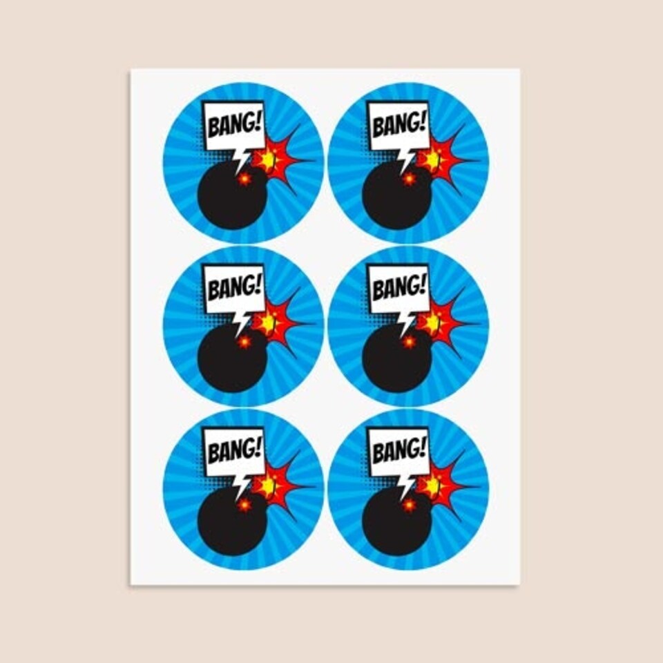 image 1 of Super Hero Round Stickers 88mm - Sheet of 6