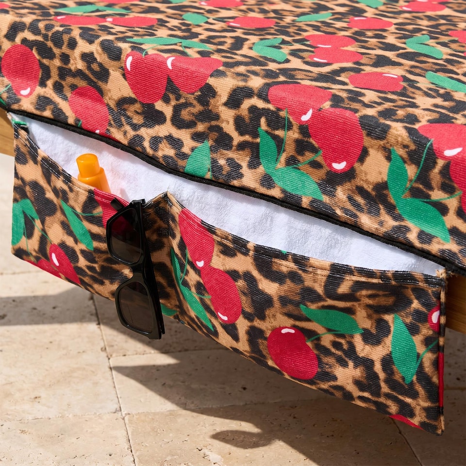 image 1 of OHS Leopard Beach Towel with Bag Quick Dry Absorbent Travel Spa
