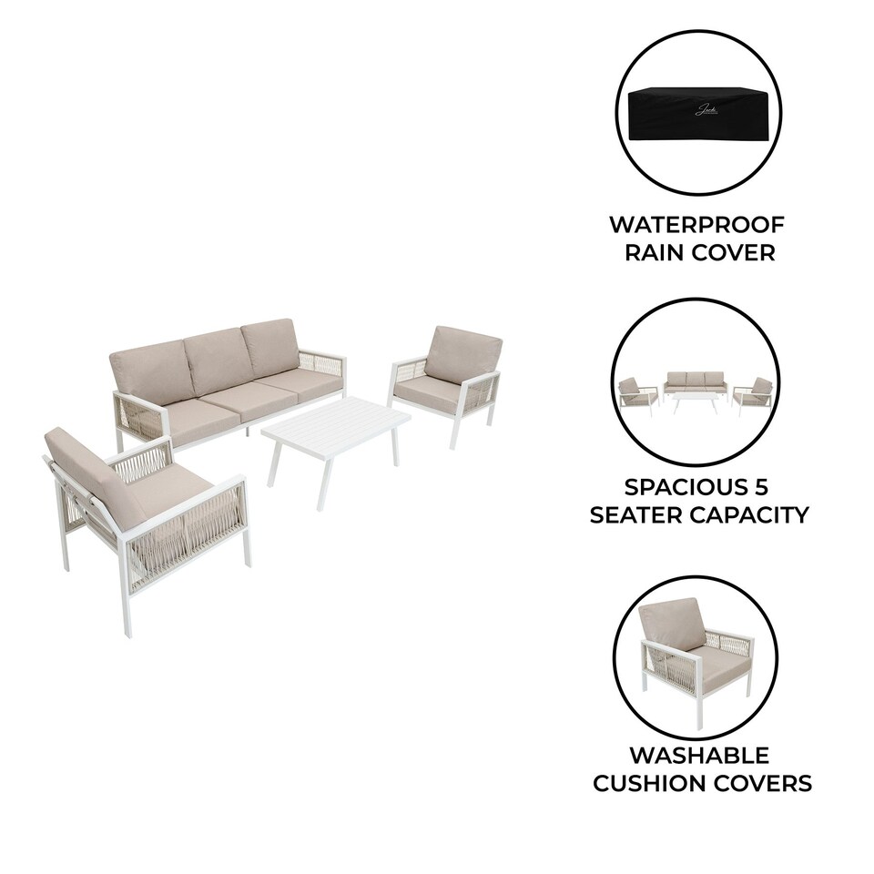 image 1 of Aluminium 4 Piece Sofa Set - White