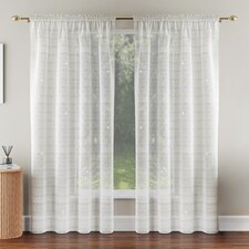 Lima Gold Metallic Lurex Stripe Voile Panels - Pair 140 x 183cm (55x72") | Gold | Gold | 2