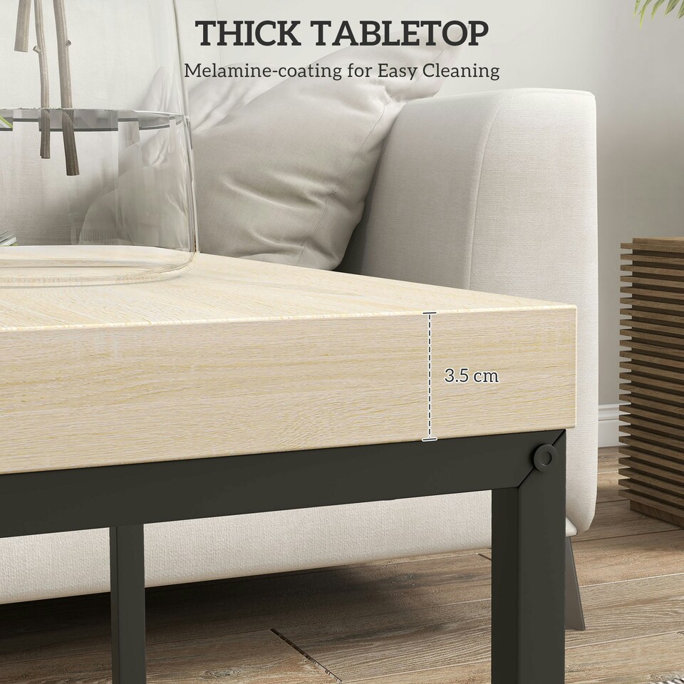 image 1 of HOMCOM Coffee Table Set of 2, Nest of Tables with 3.5cm Thick Tabletop, Oak
