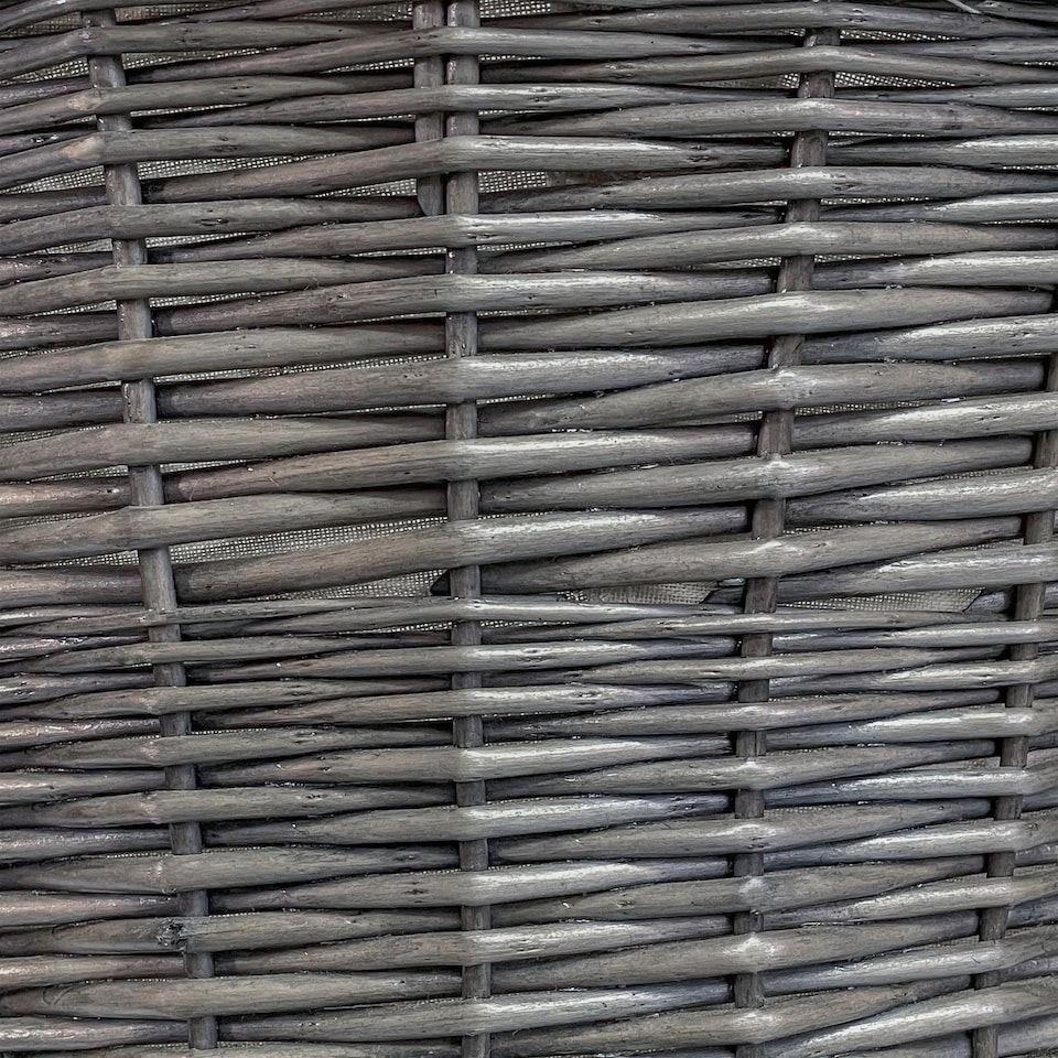 image 1 of Wickerfield Round Wicker Log Basket with Rope Handles and Fabric Lining