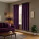 image 4 of Plum Purple Velvet Blackout Eyelet Curtains - 46x63 Inch Drop - Pair | Purple | One Size