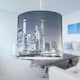 image 6 of 20cm Lamp Shade Ceiling Light Digital Printed Fabric New York Skyline At Night | Blue | Medium | 1