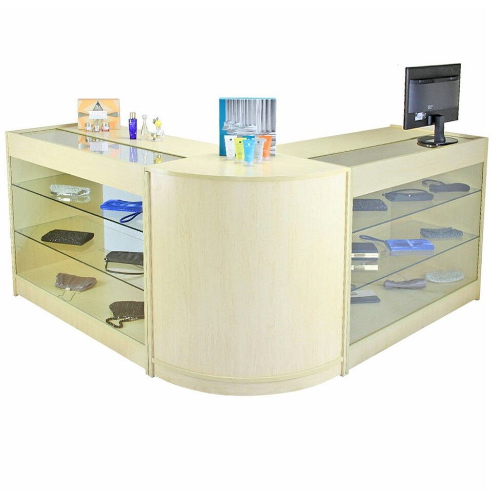 image 1 of Horizon Maple Shop Counter & Retail Display Set Brown
