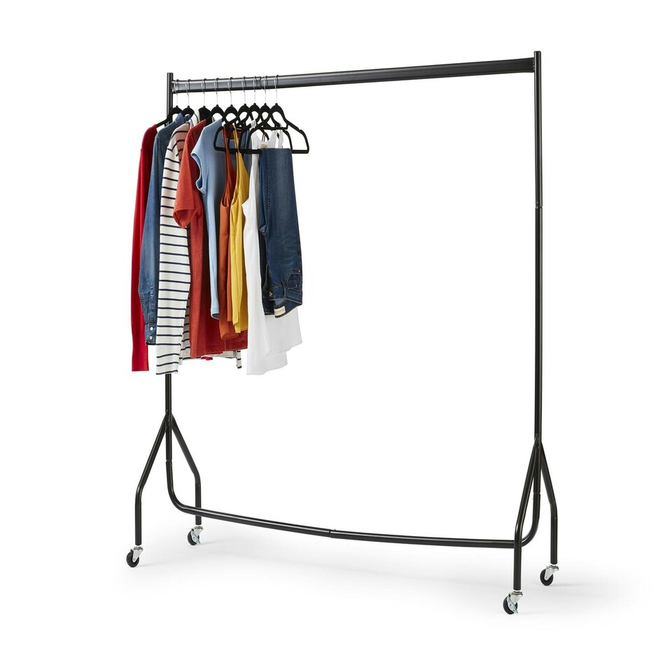 image 1 of Clothes Rail Superior Heavy Duty Metal With Wheels Rack 5FT Long x 5FT Tall Black | One Size