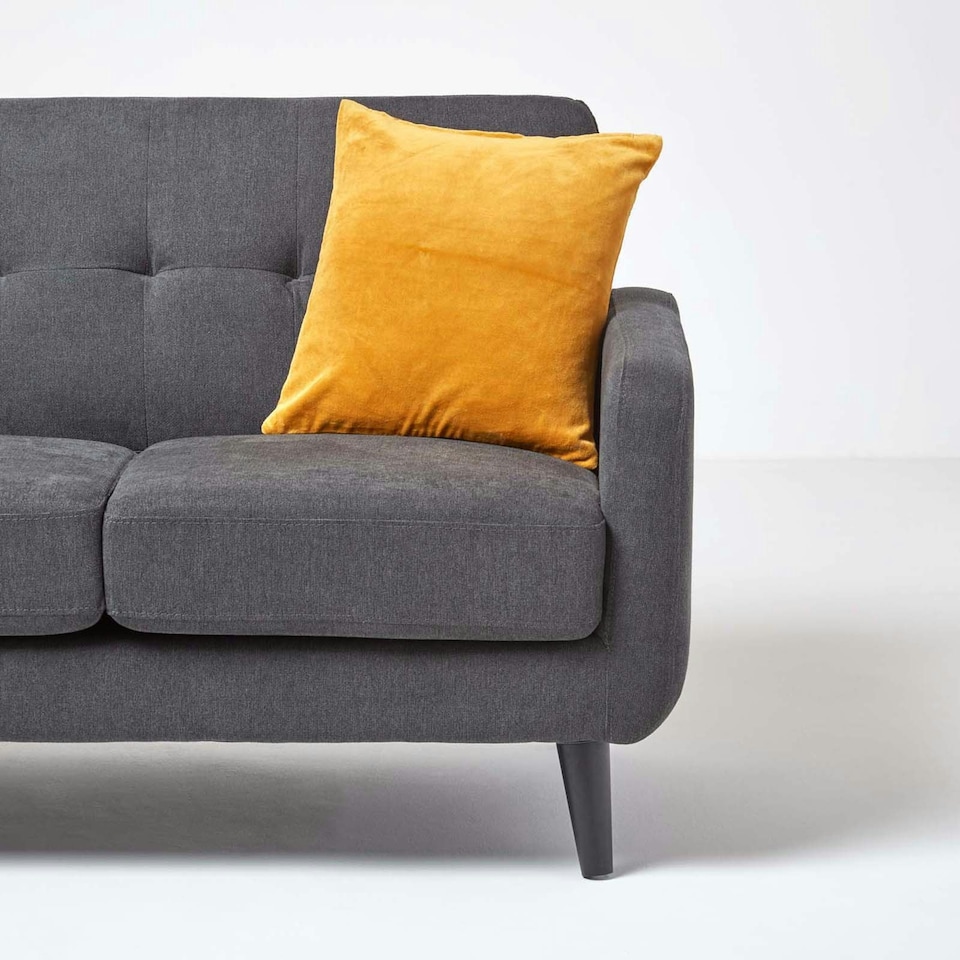 image 1 of Homescapes Set of 2 Mustard Velvet Cushion Covers - 40 x 40 cm Yellow