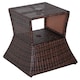 image 1 of Outsunny Rattan Wicker Tea Coffee Table w/ Umbrella Hole Storage Space Brown