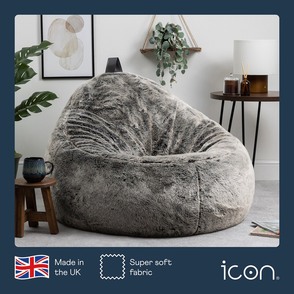 image 1 of Cocoon Faux Fur Bean Bag Arctic Wolf Grey Bean Bag Chairs | Grey | Arctic Wolf Grey | L | 1