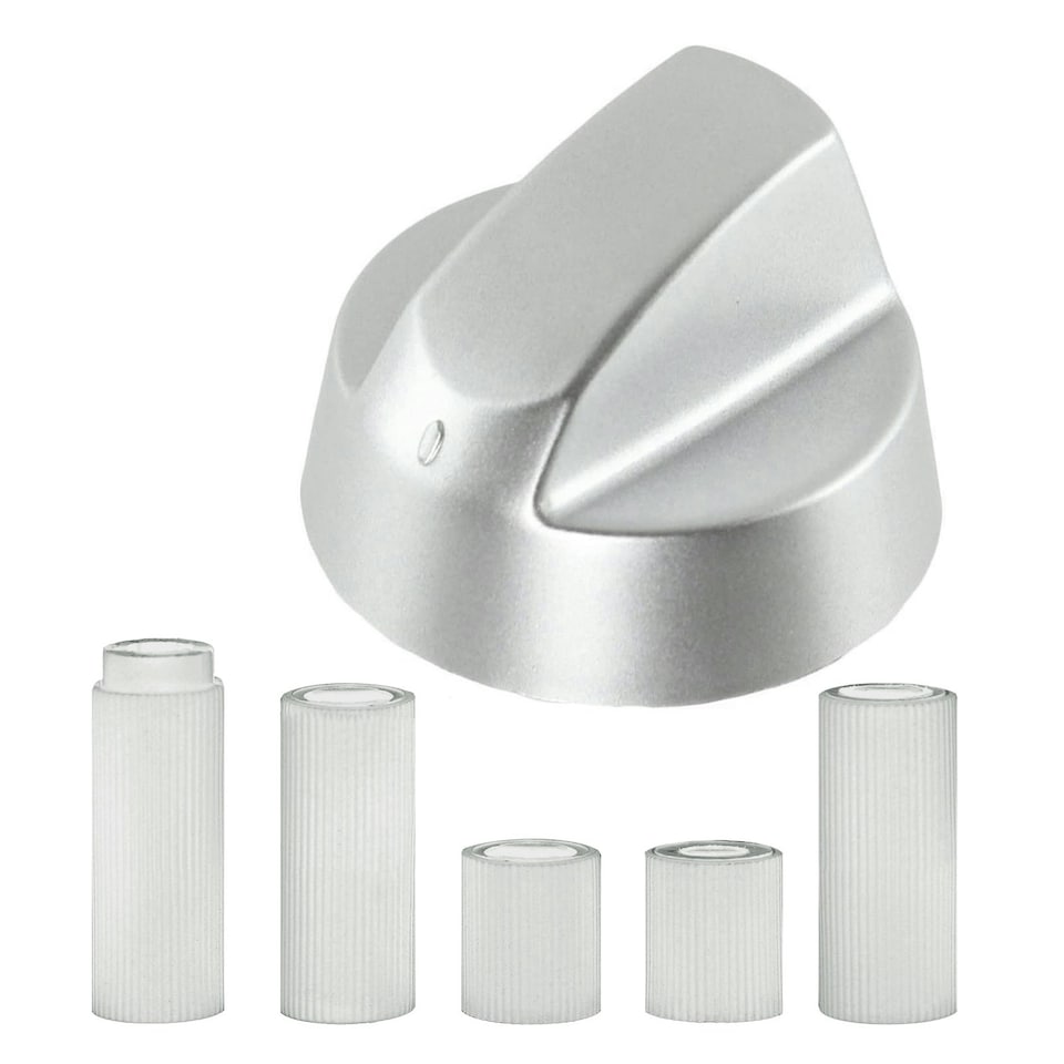 image 1 of SPARES2GO Air Fryer Knob Silver Switch Universal Dial Button Multi Cooker Mini Oven