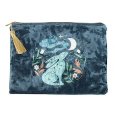 Midnight Hare Velvet Makeup Bag Blue