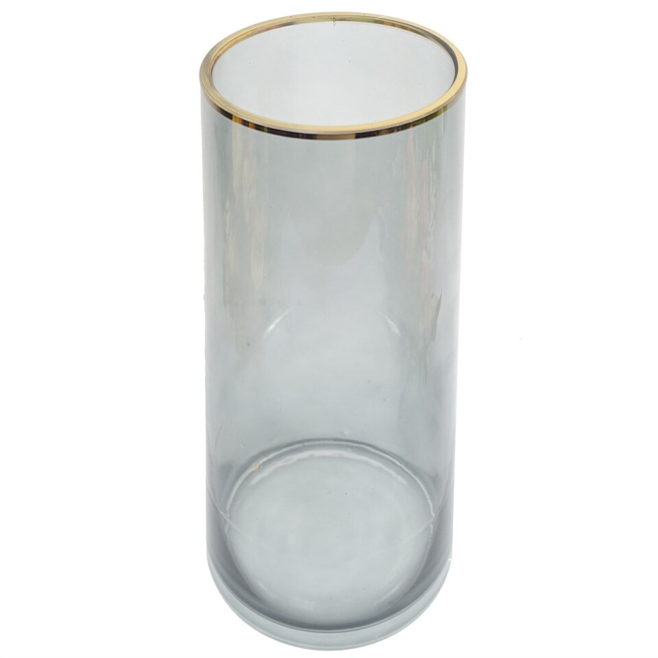 image 1 of Glass Vase Gold Rim Smoke Grey Glass Vase 28cm Botanik | Grey | 28