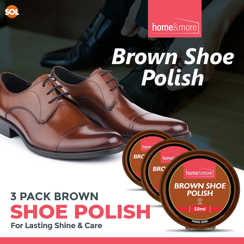 image 1 of SOL - Wax Shoe Polish Brown 50ml x 3 units