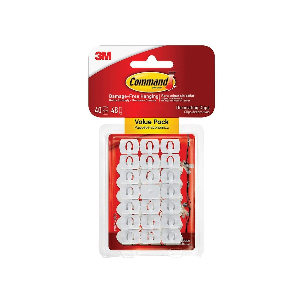 Command White Decorating Clips - Multi Colour - Pack of 40 Hooks