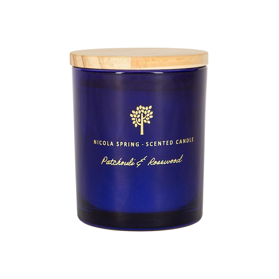 image 1 of Nicola Spring Soy Wax Scented Candle - 130g - Patchouli & Rosewood | Blue | Blue