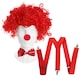 image 1 of Red Nose, Curly Wig & Sequin Bow Tie Red | One Size