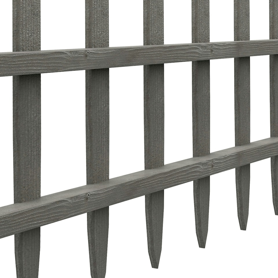 image 1 of Outsunny Decorative Garden Fencing, Wooden Landscape Edging, Grey