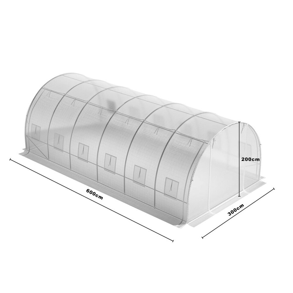 image 1 of Living and Home Outdoor Walk-in Tunnel Greenhouse with Steel Frame - White