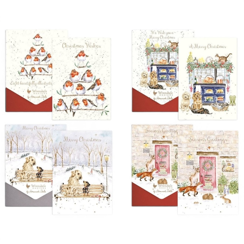 image 1 of Wrendale Designs Illustrated Animal Christmas Card Pack - 8 Cards and Envelopes