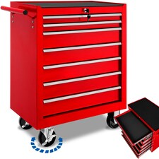 Tool Chest - 7 drawers, 4 wheels, central locking Red | Red