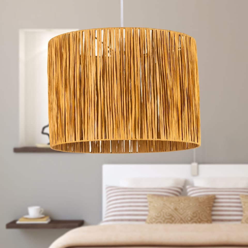 image 1 of Raffia - Natural 33cm Straw Pendant or Lamp Shade | Cream | Large | 1