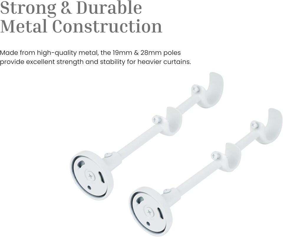 image 1 of Lister Cartwright Double Curtain Extendable Pole Set with White Ball Finials- 19mm & 28mm Metal Poles(120- 320 cm)