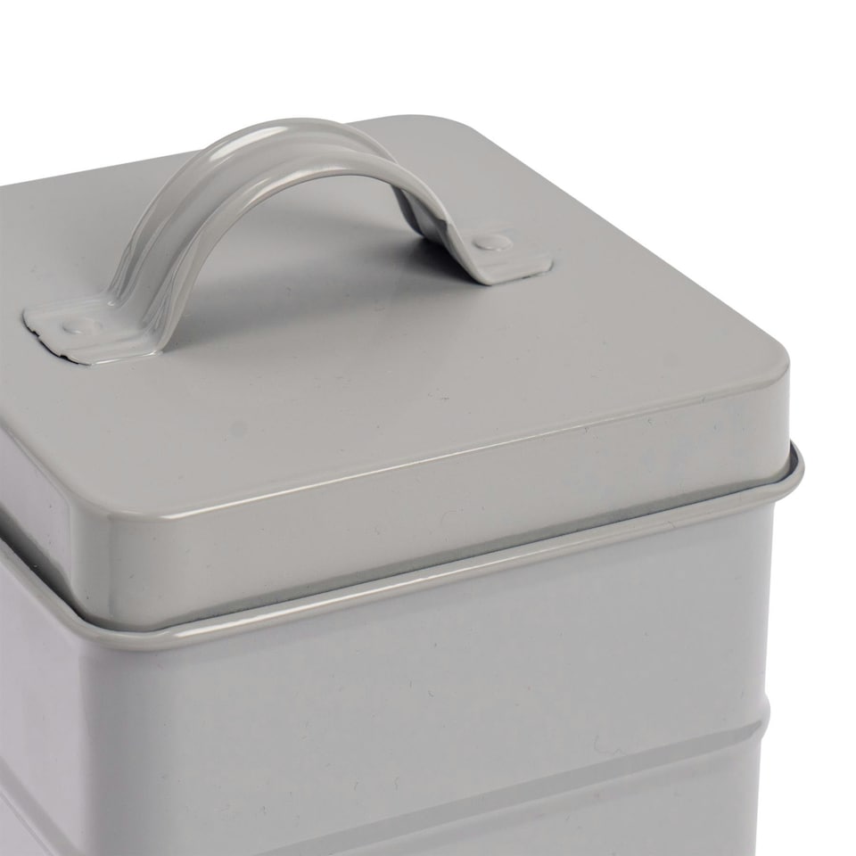 image 1 of Harbour Housewares Grey Vintage Metal Kitchen Tea Canister Kitchen Caddy Kitchen Storage Containers Canisters
