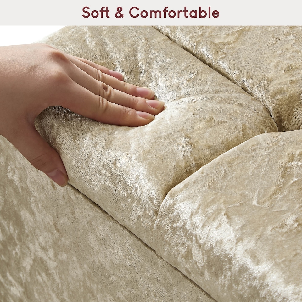 image 1 of Vida Designs Valencia Storage Ottoman Bedroom Hallway Chest Bench, Crushed Velvet Champagne | Yellow | Champagne