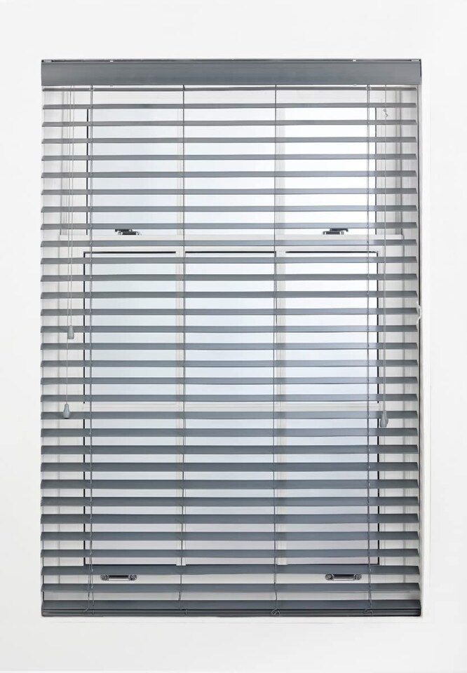 image 1 of Faux Wood Venetian Blind with String (W)165cm x (L)150cm