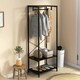 image 2 of HOMCOM Coat Rack, 2-in-1 Clothes Stand with Shoe Storage, Black