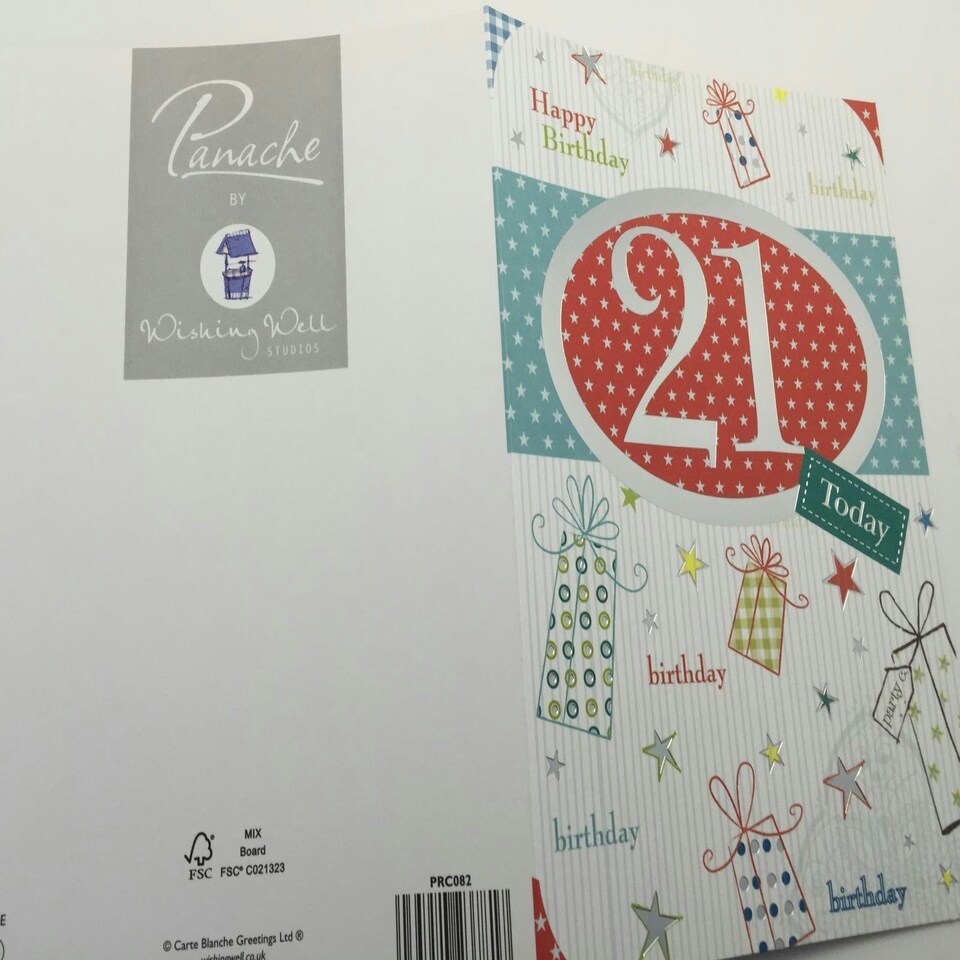 image 1 of 21st Birthday Card Embossed Design