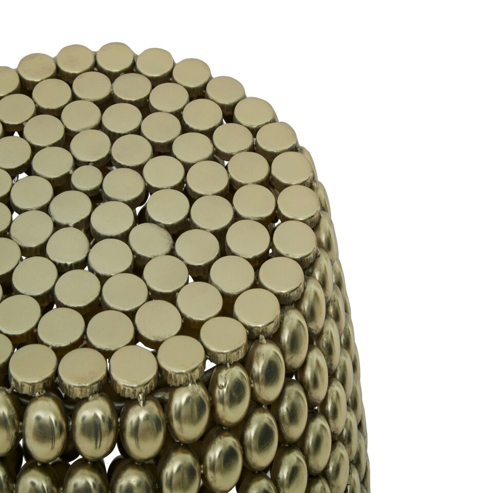 image 1 of Interiors by Premier Gold Finish Beaded Barrel Stool Gold